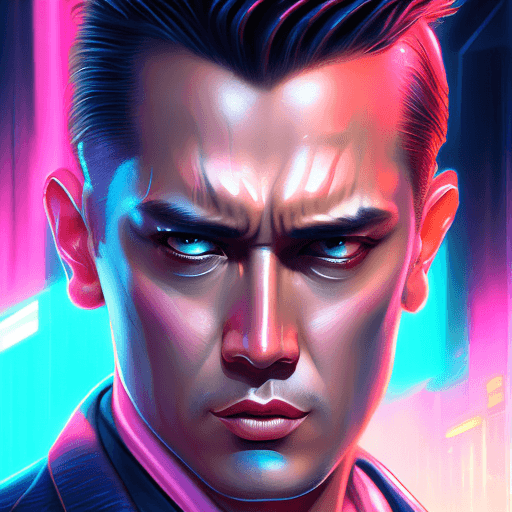 AI generated: a serious business man, in the style of cyberpunk realism, enigmatic tropics full of light, glamorou...