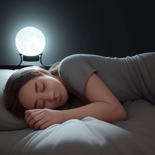 AI generated: imagen de una persona durmiendo plácidamente en su cama, con un ambiente tranquilo y una suave luz d...