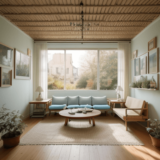 AI generated: High resolution photography interior design, dreamy sunken living room conversation pit, wooden floo...