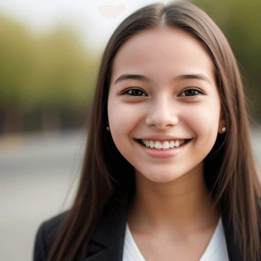 AI generated: smiling young woman looks to the future