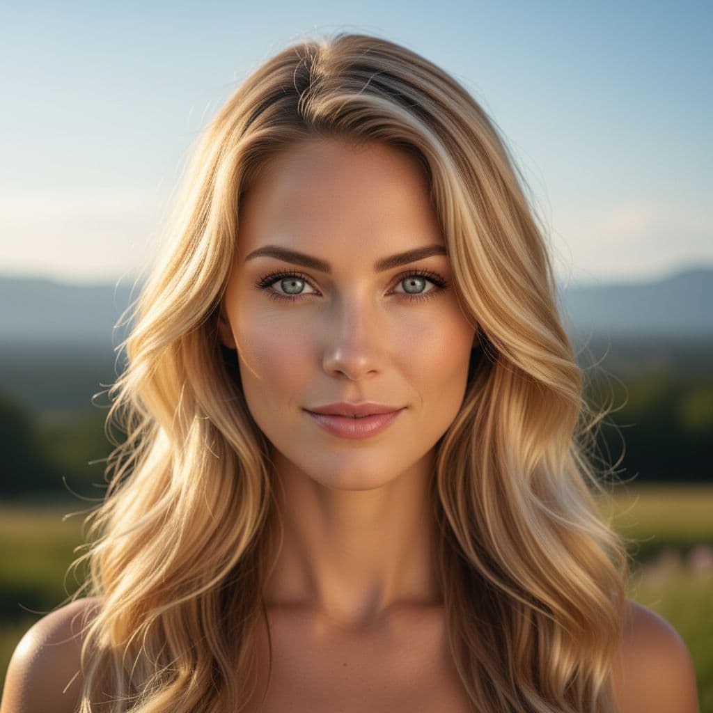 AI generated: hyper realistic photo, German beauty standards, portrait photography in a symmetrical composition, s...