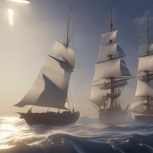 AI generated: Photo of a ultra realistic sailing ship, dramatic light, pale sunrise, cinematic lighting, battered,...