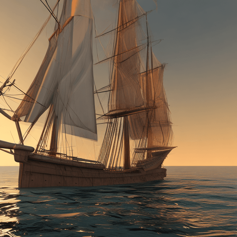 AI generated: Photo of a ultra realistic sailing ship, dramatic light, pale sunrise, cinematic lighting, battered,...