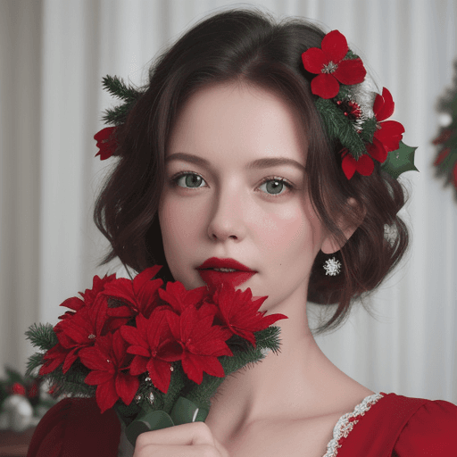 AI generated:  Red beautiful traditional Christmas Flowers, realistic, 8k, cinematic