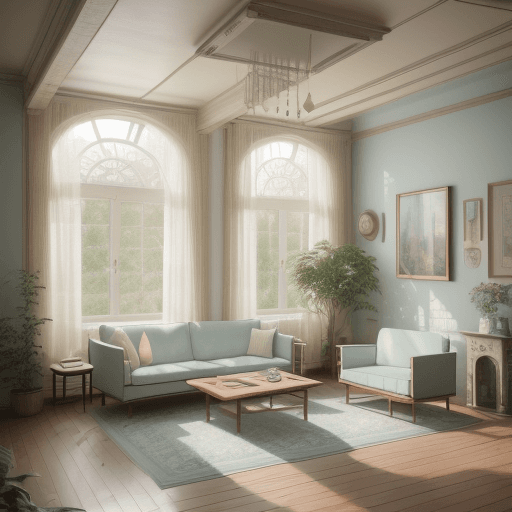 AI generated: High resolution photography interior design, dreamy sunken living room conversation pit, wooden floo...