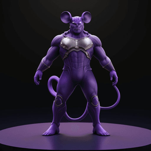 AI generated: thanos-mouse, hyper detalic, 3D, cinematic, animation, 8k, standing on stage