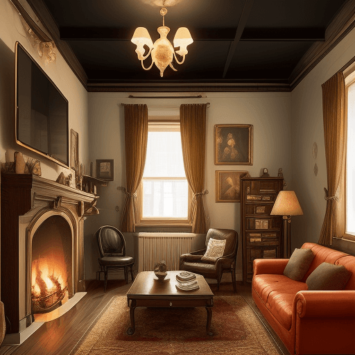 AI generated: Once upon a time, in a cozy little town house, there is warm house with AI technology in the room, h...