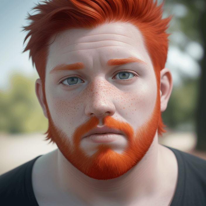 AI generated: RAW photo, portrait of an 30 years old man, red hair with freckles, fat, highly detailed textures, t...