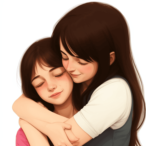 AI generated: illustration of a girl hugguing her mother