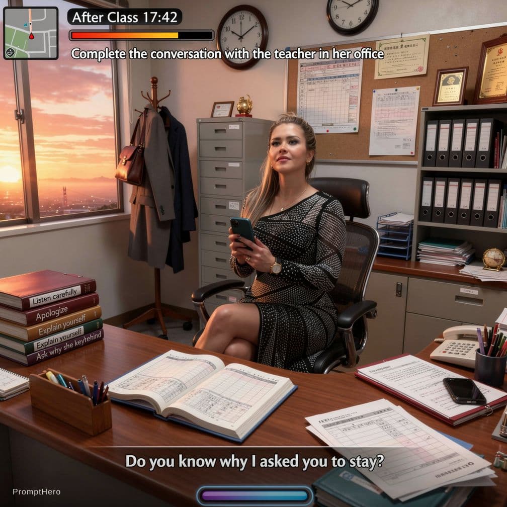 AI generated: A realistic next-generation AAA 3D romance RPG gameplay screenshot rendered in Unreal Engine 5 style...