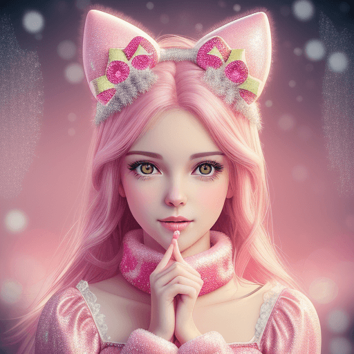AI generated: Text "Fabiana" surrounded by christmas theme on pink tones, a beauty and cute Hello Kitty cartoon st...