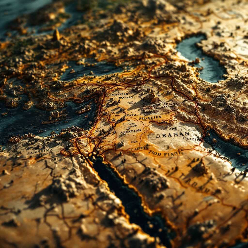 AI generated: A detailed map of ancient trade routes. dslr, ultra quality, sharp focus, tack sharp, dof, film grai...