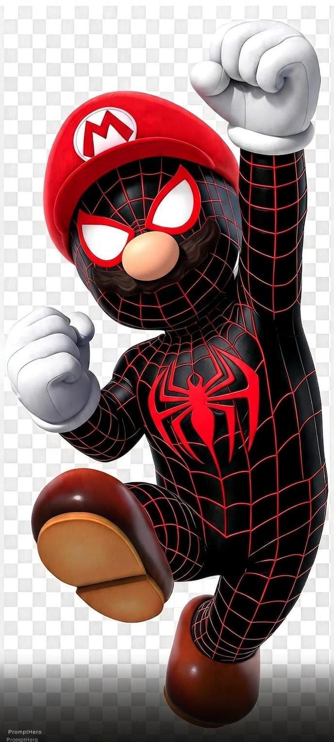 AI generated: Edit the provided image to create a fully sealed, continuous spider-themed mask integrated with the ...