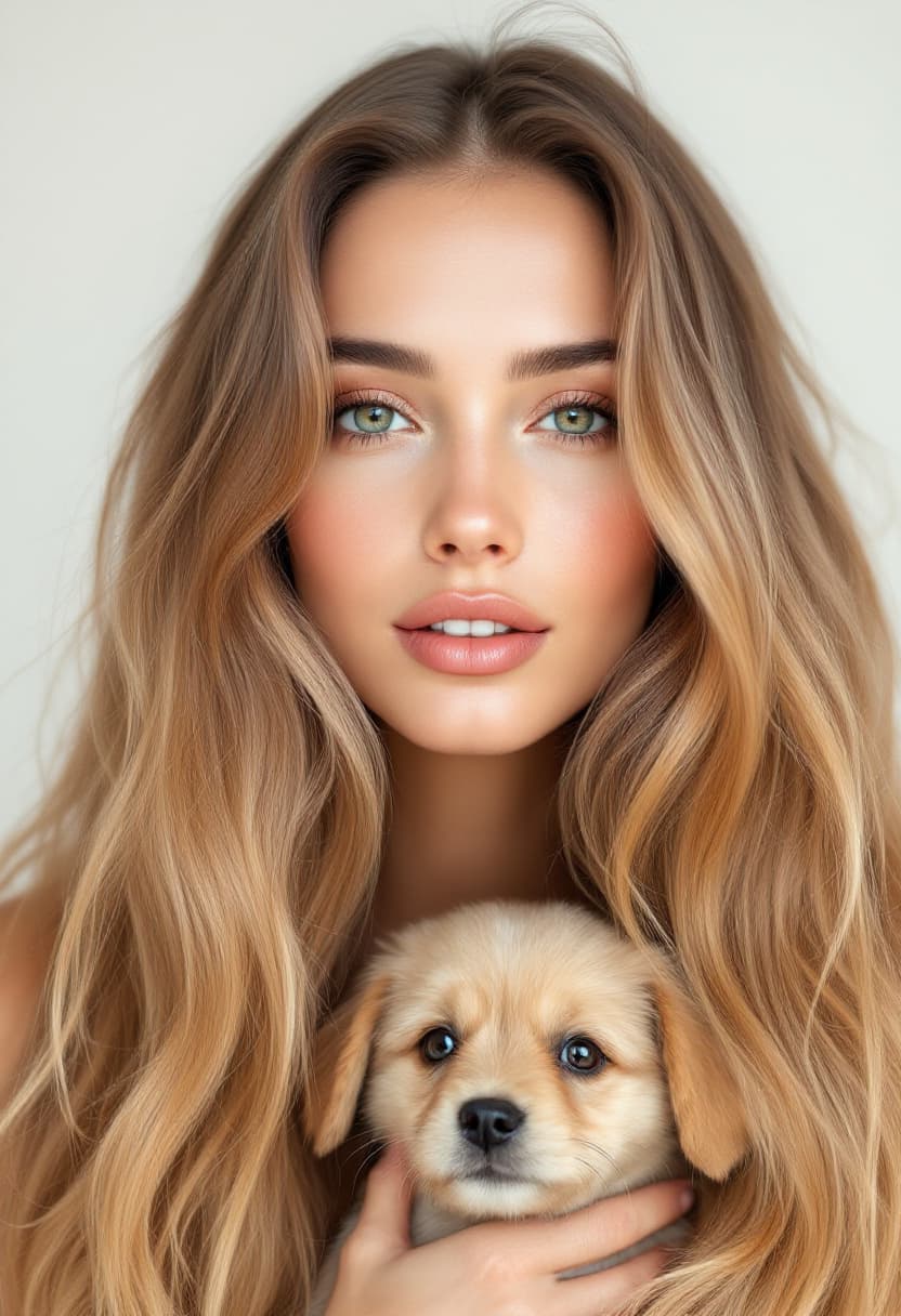 AI generated: Realistic photographic portrait of a russia woman with absolutely huge, tall hair. with clean and he...