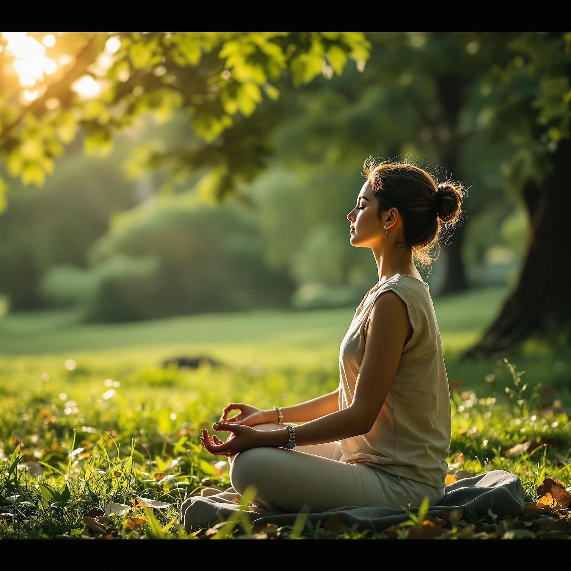 AI generated: A person meditating in a peaceful outdoor setting. dslr, ultra quality, sharp focus, tack sharp, dof...