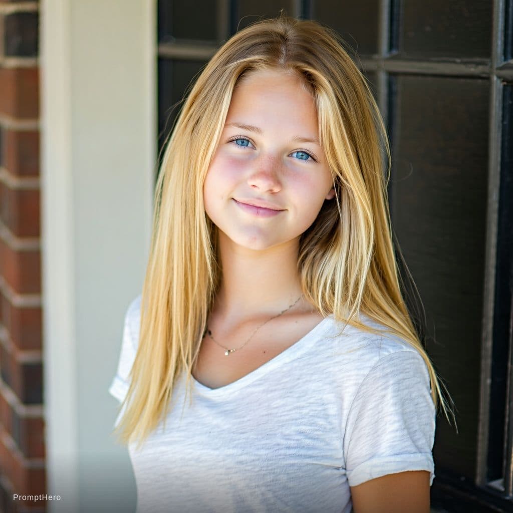 AI generated: Beauiful 18 year old blonde Girl in sexy underwear with Blue Eyes 