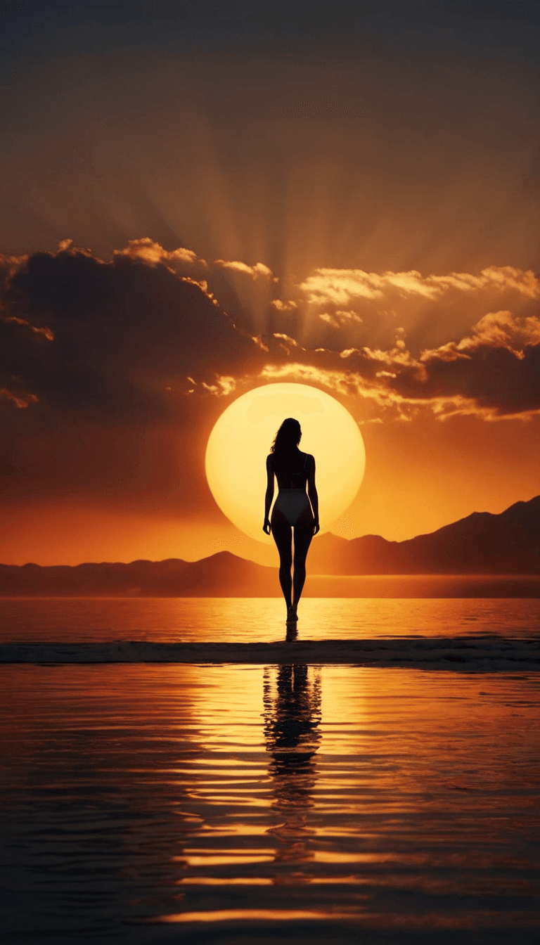 AI generated: best quality, 4k, highres, masterpiece, ultra-detailed, realistic, sundown, silhouette highly women ...