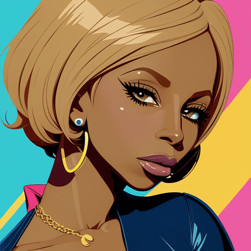 AI generated: official art 2D cartoon-style image of mary j blige, characterized by an aesthetic reminiscent of po...