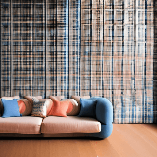 AI generated: High resolution photography interior design, dreamy sunken living room conversation pit, wooden floo...