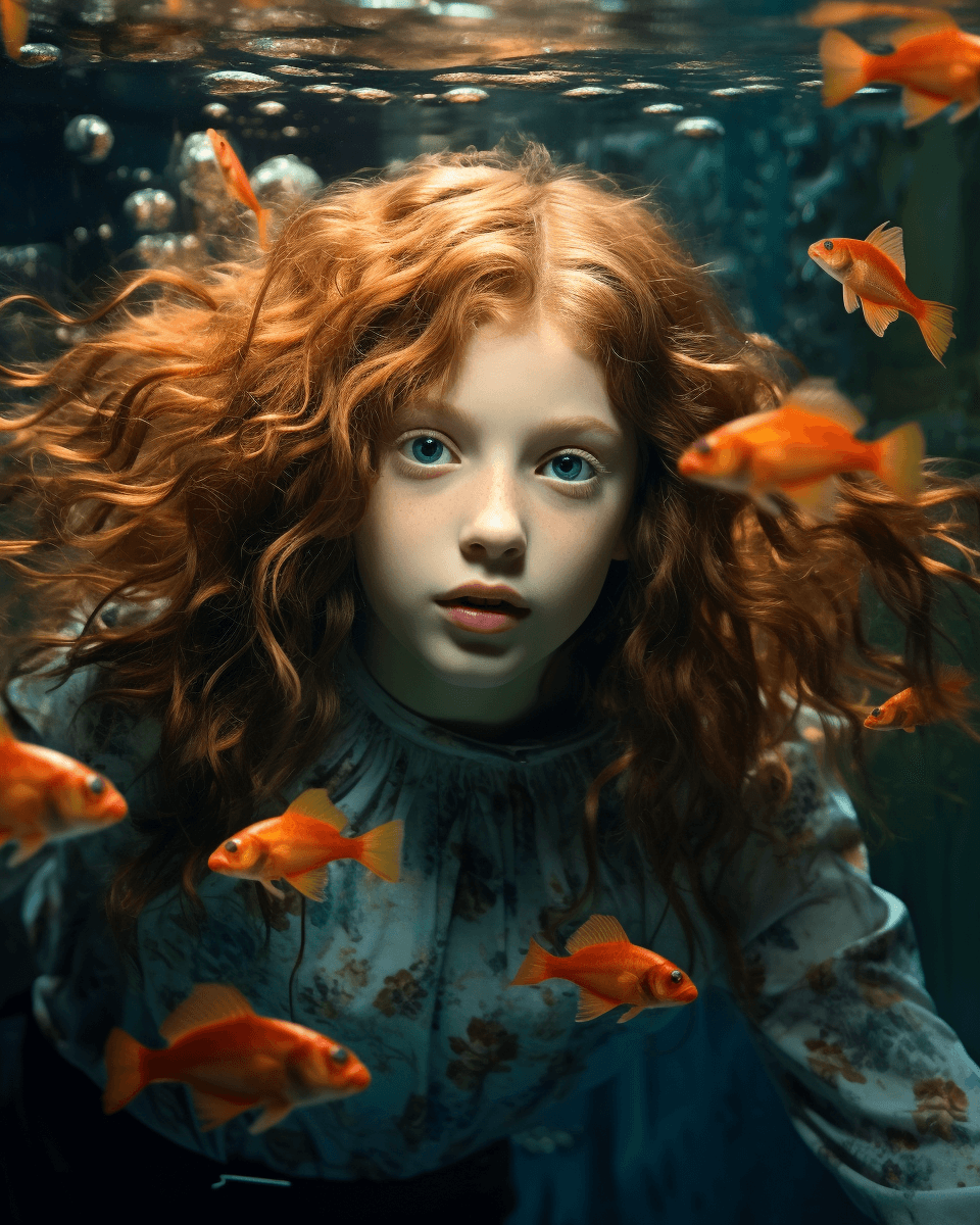 AI generated: girl in the water genemat 2013, in the style of imax, photorealistic compositions, ad posters, intri...