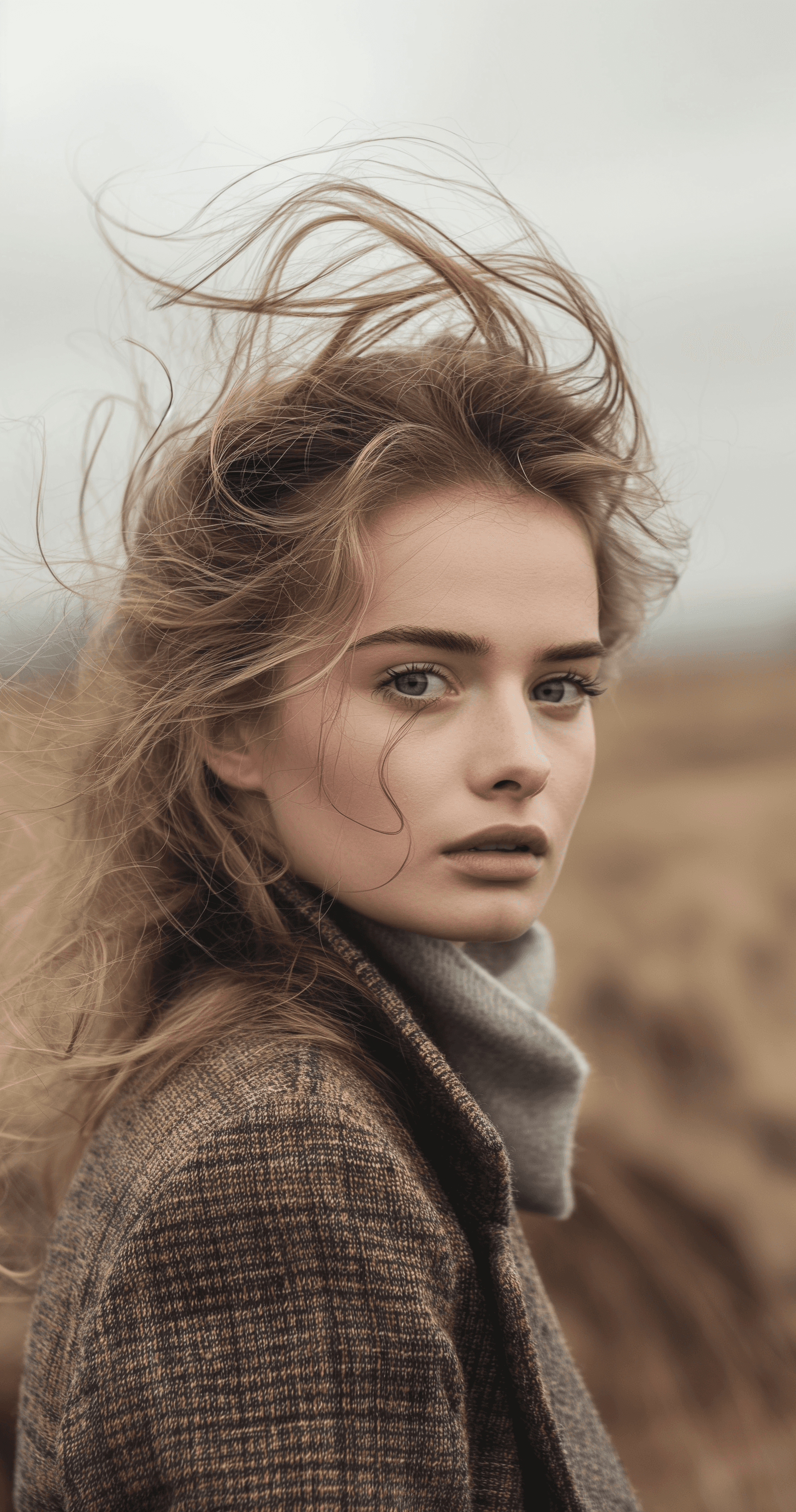 AI generated: woman in the field, in the style of outdoor fashion shoot, natural lighting, scottish landscapes, li...