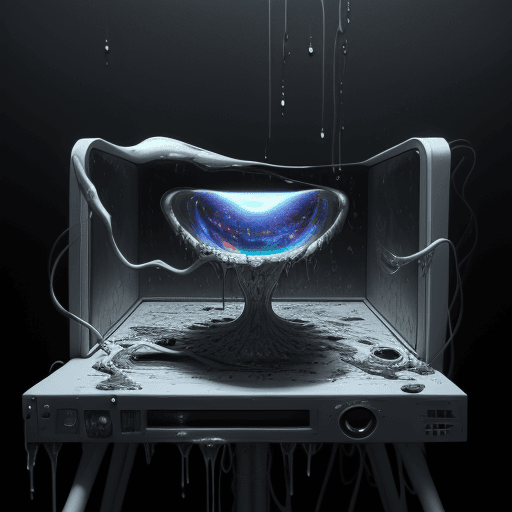 AI generated: surrealist painting The computer on which people will draw in the future in 20 years, striking and b...