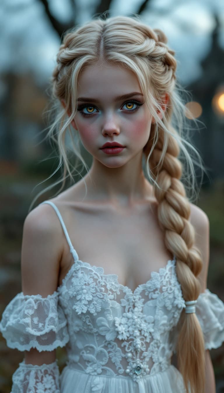 AI generated: a professional photo of a exceptionally of the most beautiful Russian angelic vampire girl in the wo...