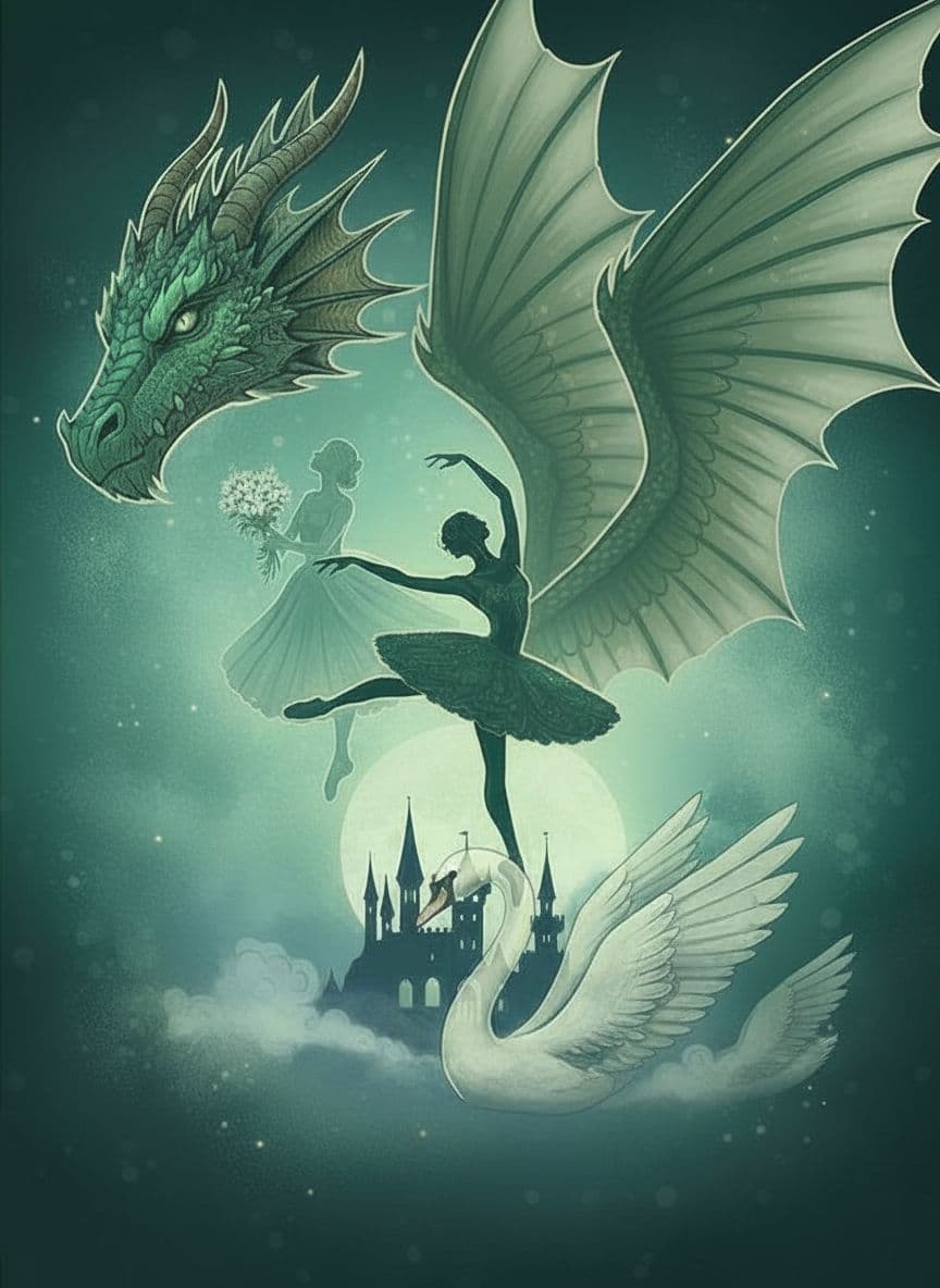 AI generated: remove the tails, add dragon body and wings on the back not in front, save everything else on the im...