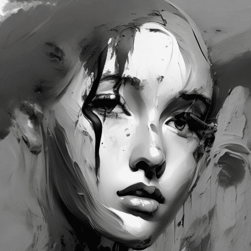 AI generated: a black and white painting of woman's face, in the style of messy, zbrush, i can't believe how beaut...