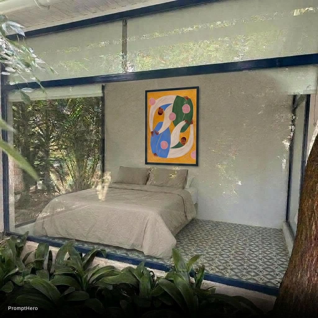 AI generated: Add this poster above the bed.