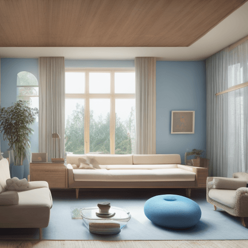 AI generated: High resolution photography interior design, dreamy sunken living room conversation pit, wooden floo...