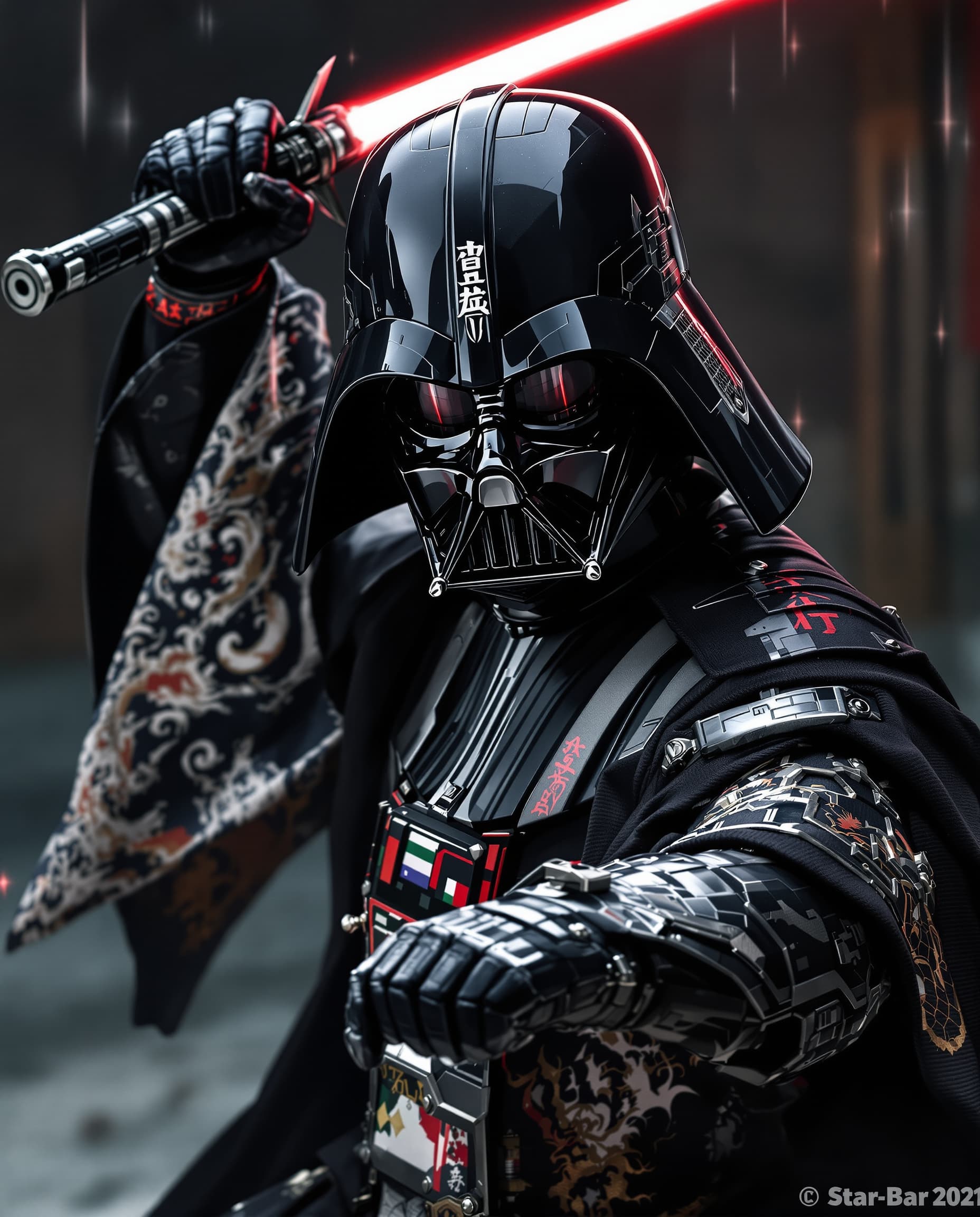 AI generated: image is a high-resolution,spectacular   Star Wars perfect cinematic portrait with a Japanese feudal...
