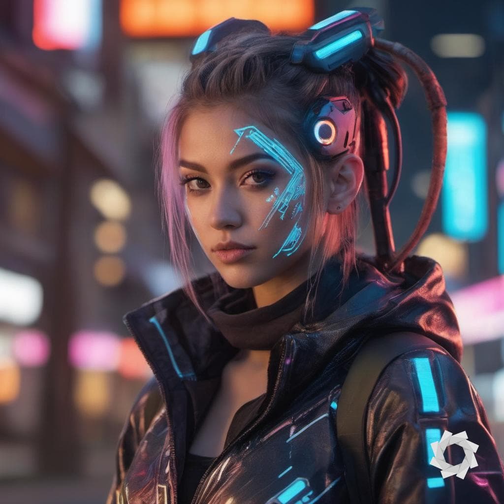 AI generated: Chloe Bailey as a futuristic girl, kawaii style {style Detailed body painting beautiful neon operato...