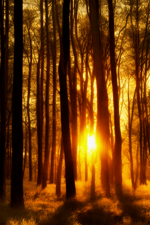 AI generated: a forest, sunset