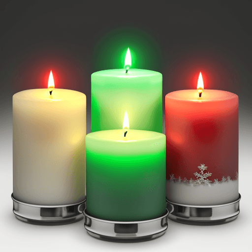 AI generated: High resolution photography candles series Christmas collection with some of candles color red and o...