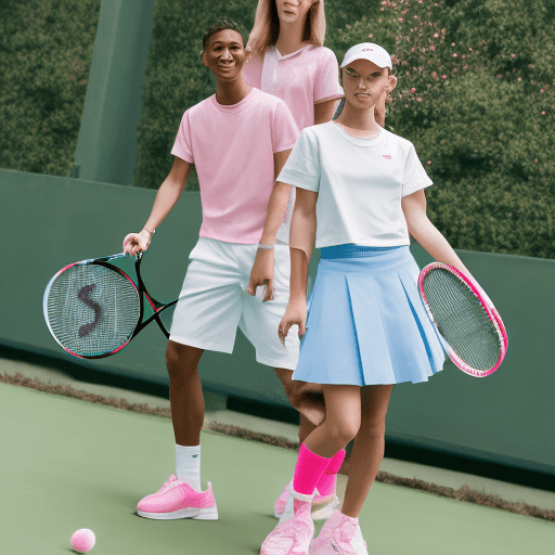 AI generated: Highest quality, perfect masterpiece, perfect art, 8K, (young and energetic girl, tennis, wearing pi...