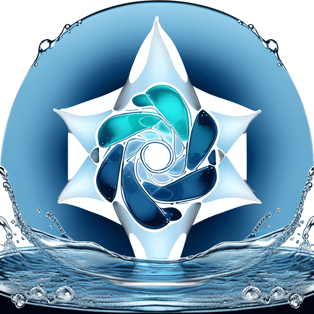 AI generated: Logo for a water company. Color scheme includes light and dark blues with a white background. Chille...