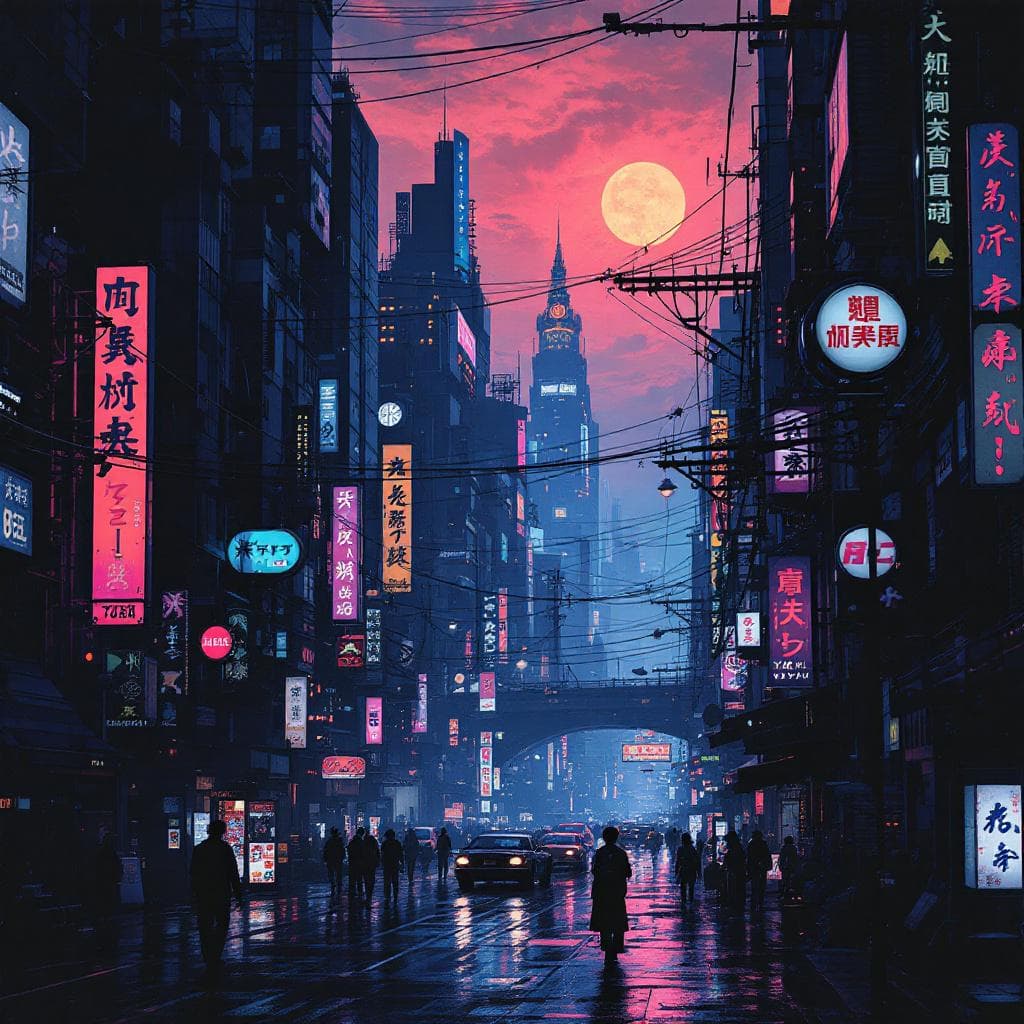 AI generated: a cyberpunk neo tokyo in the style of Katsuhiro Ôtomo
