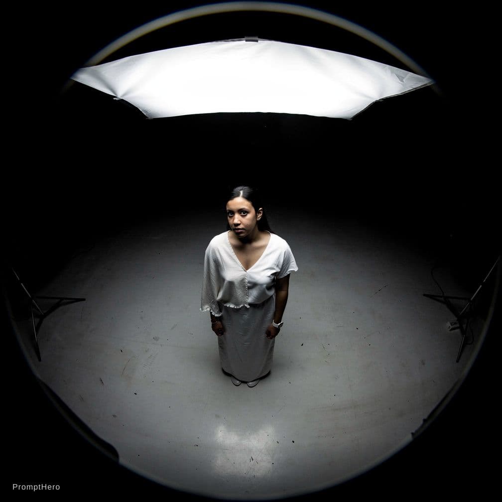 AI generated: high-contrast photography, vertical composition, shot on full-frame camera, 12mm exaggerated fish ey...