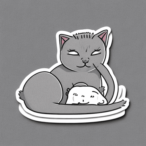 AI generated: grey cat and heartfelt sticker, in the style of simple line drawings, animated gifs --s 50