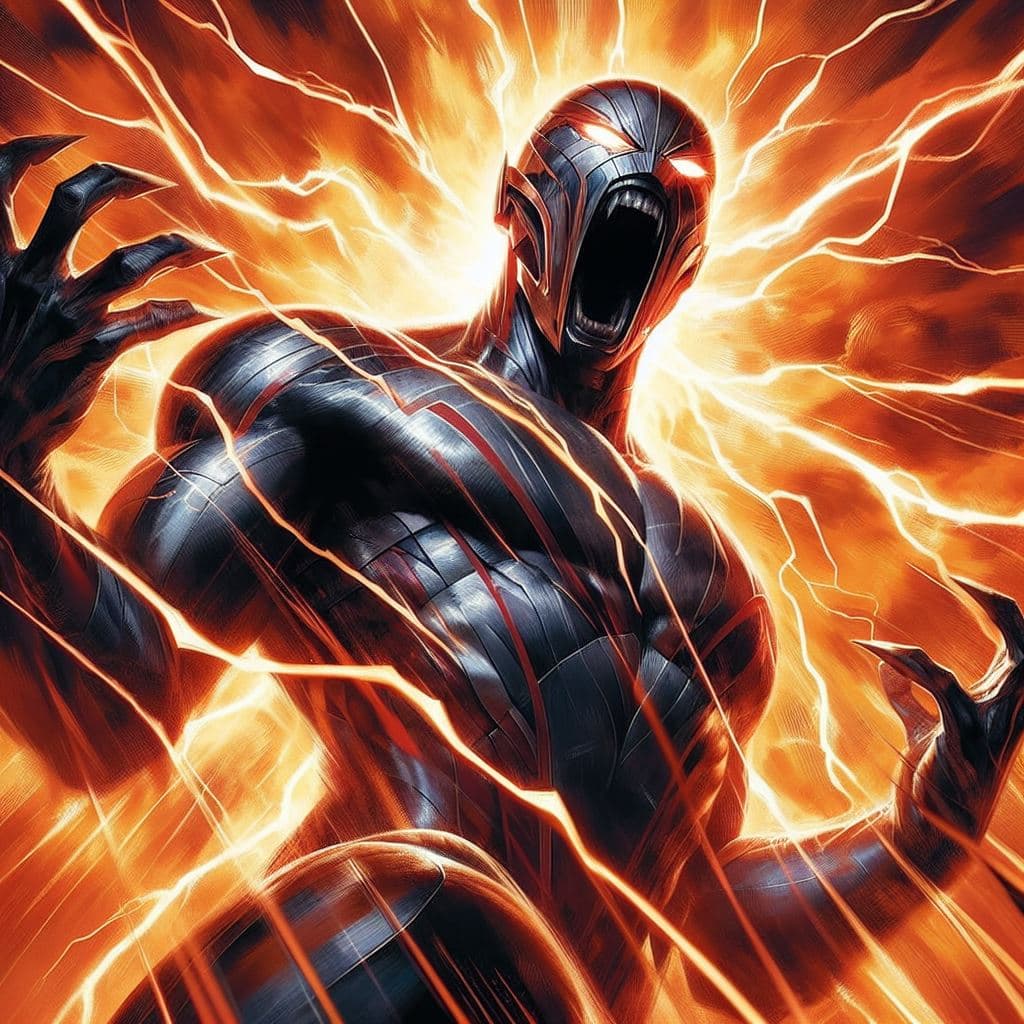 AI generated: close up of Blade of Marvel screaming, in a fit of rage, Masterpiece, gigantic scale, ascii-art --no...