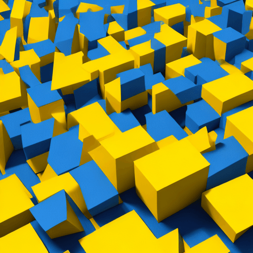 AI generated: blue and yellow rectangular cuboids with rounded corners with word Cerebro on them floating in 3d sp...