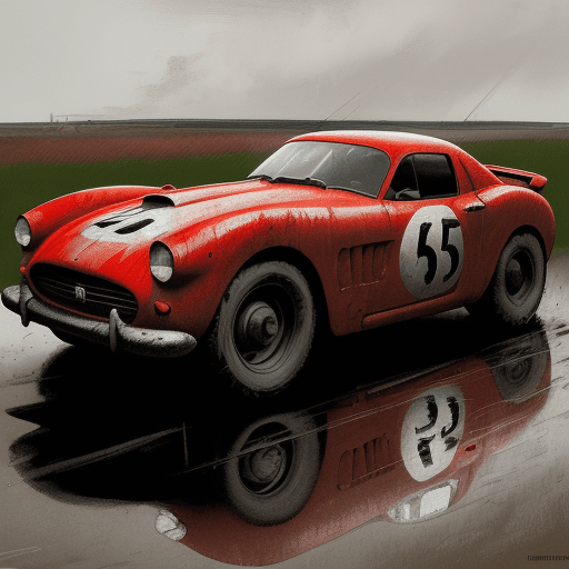 AI generated: red race car, in the style of sam spratt, historical illustrations, old masters, genndy tartakovsky,...
