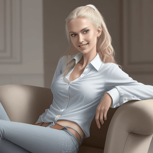 AI generated: Jurgita Jurkute, very beautiful face, sweet grey eyes, blond, ponytail, full body, tall, long slim l...