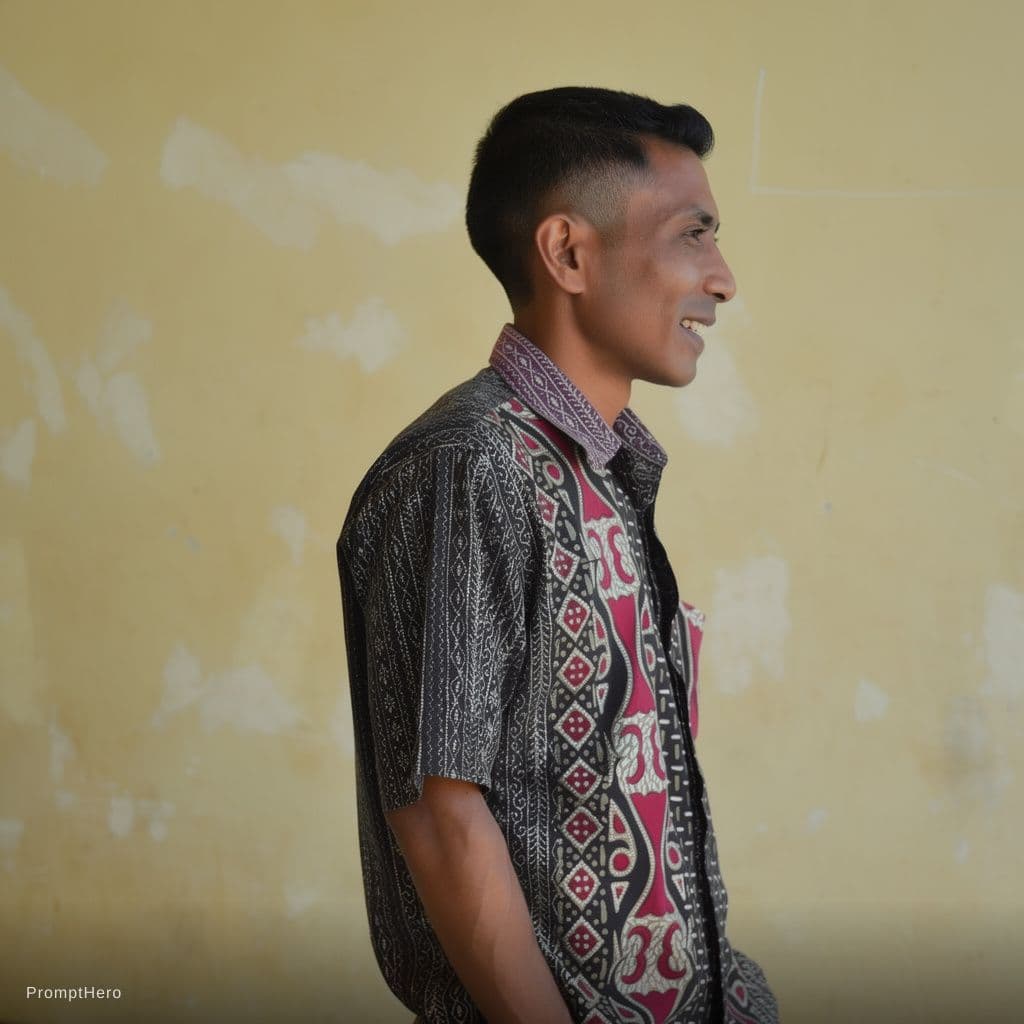 AI generated: Male, side view, slight smile, shot on a Canon A7 III --no freckles --chaos 75 --ar 1:2 --raw --prof...