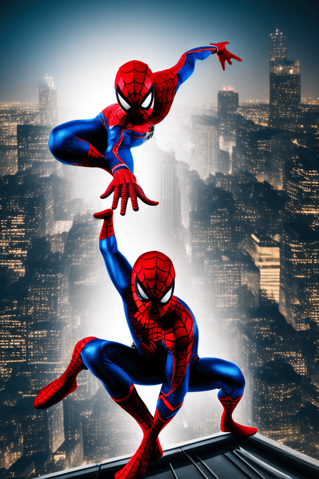 AI generated: Hyper realistic exterior photo, ninja spiderman, superhero, black and red supersuit mixed with robes...