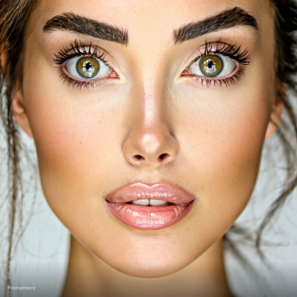 AI generated: {
  "subject": {
    "type": "adult woman",
    "age": "mid-20s",
    "face": {
      "shape": "soft...