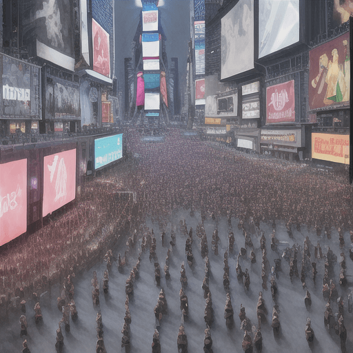 AI generated: Times square without electricity, in the middle ages, the era without technology