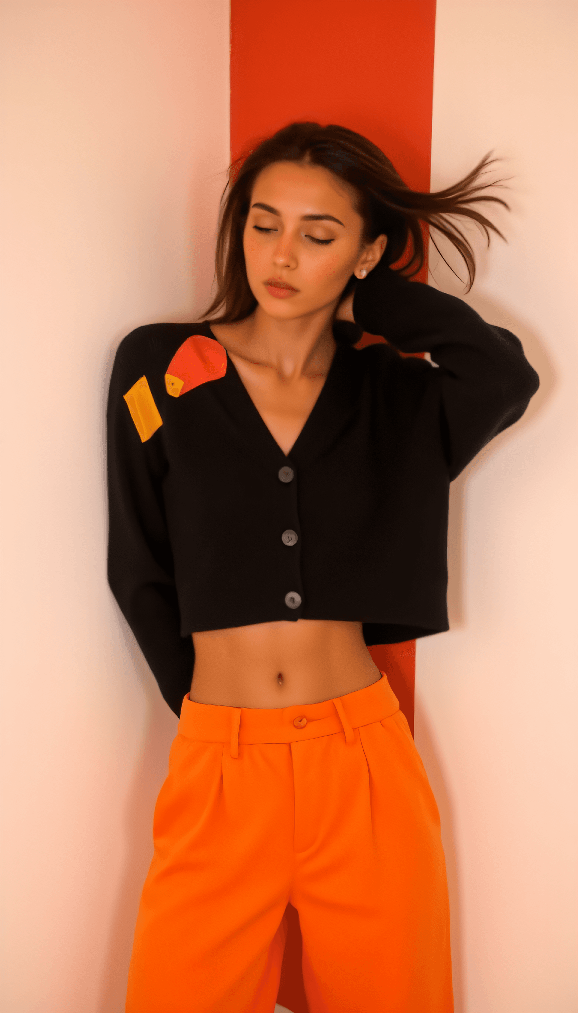 AI generated: Ultra hires, ultra realictic, Bauhaus Fashion waist up photo of a 24-year-old Swiss-Ashkenazi Jew fe...