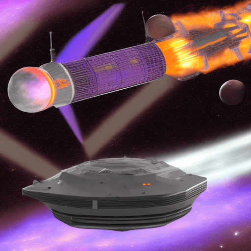 AI generated: A 4.6-km-long interstellar spacecraft with two stellar furnace drives that's mounted in a front-faci...